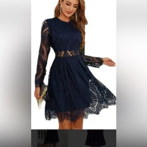 Eilly Bazar Elegant Navy Lace Dress Women’s Large